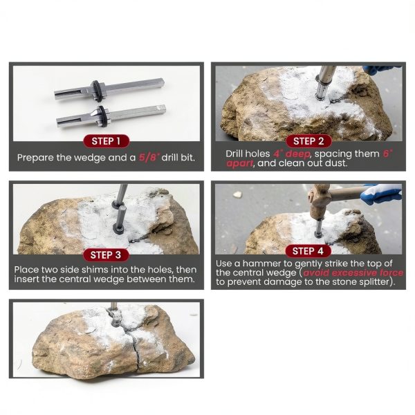 AMGSH Steel Wedge Shims Stone Splitting Tools Industrial-3