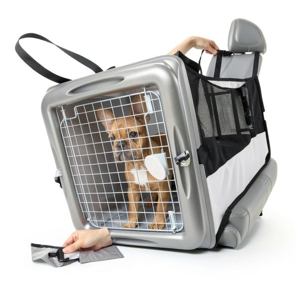 Sporpet Designs Small Animal Car Carrier with Mesh Gates White-1