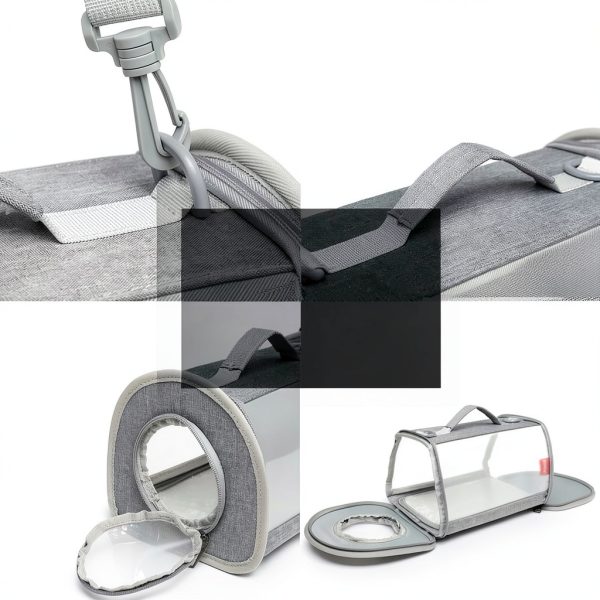 Small Animal Carrier ioview Foldable Large Pet Bag Gray-3