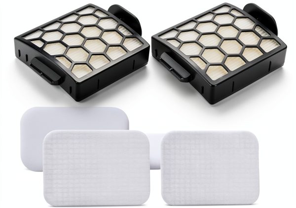 LLHome 2 HEPA +2 Foam Filters For Shark Navigator Pet Plus NV150, NV151, NV251,NV255 and Zero-M Self-Cleaning Brushroll Pet Pro ZU62,ZU62C,ZU60 ZU60W Upright Vacuum,Replaces Parts 1238FT60 & 1239FT60.-0
